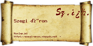 Szegi Áron névjegykártya